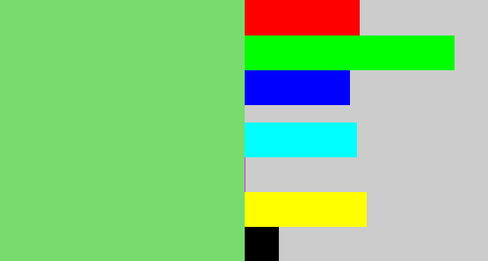 Hex color #77dc6d - lightish green