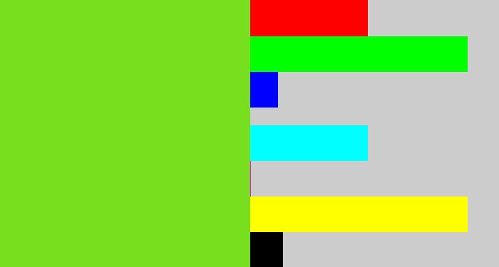 Hex color #77df1d - apple green