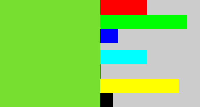 Hex color #77df2f - apple green