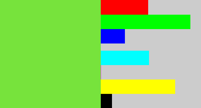 Hex color #77e33c - kiwi green
