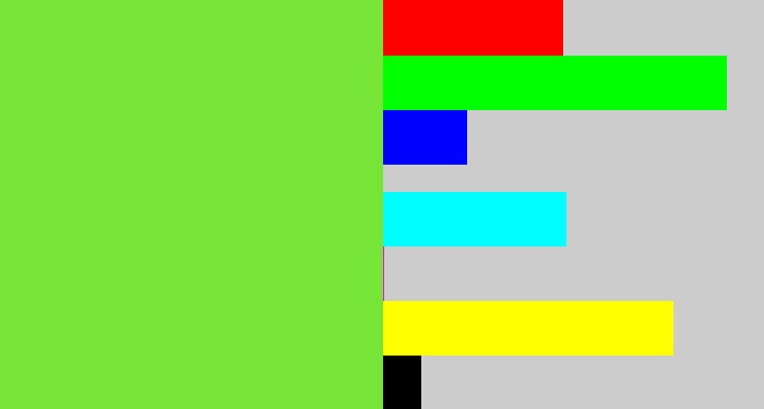Hex color #77e538 - kiwi green