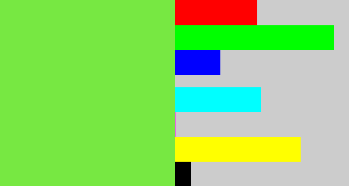 Hex color #77e842 - kiwi green