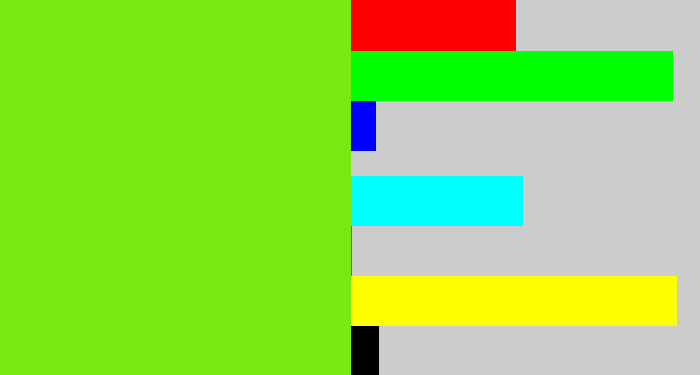 Hex color #77ea11 - bright lime