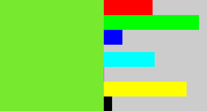 Hex color #77ea2f - toxic green
