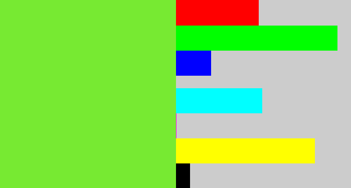 Hex color #77ea32 - toxic green