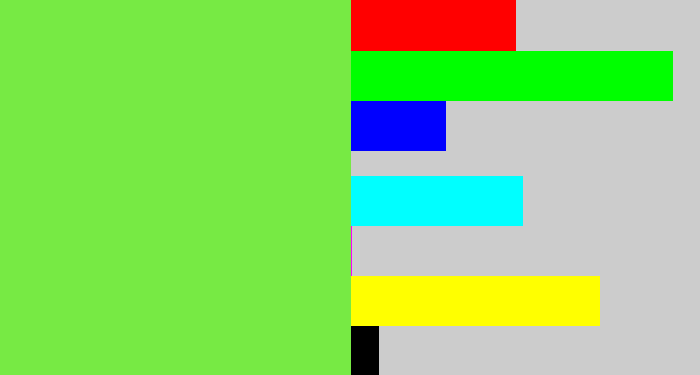 Hex color #77ea44 - kiwi green