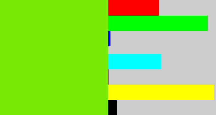 Hex color #77eb05 - bright lime
