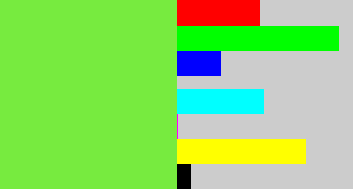 Hex color #77eb3f - kiwi green
