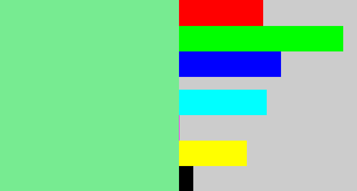 Hex color #77eb91 - light bluish green