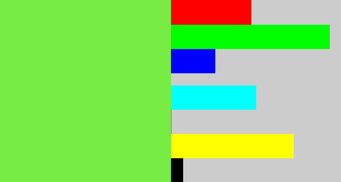 Hex color #77ec43 - kiwi green