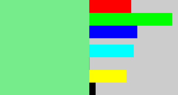 Hex color #77ec8a - lightgreen