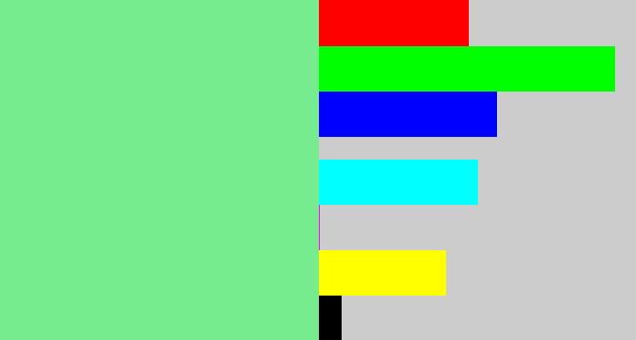 Hex color #77ec8e - lightgreen