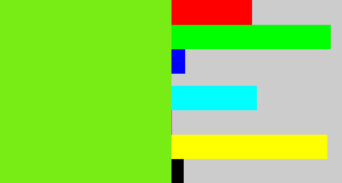 Hex color #77ed15 - bright lime