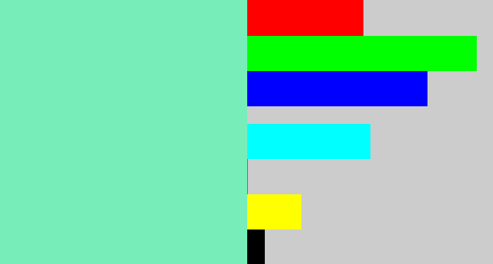 Hex color #77eeb9 - light blue green