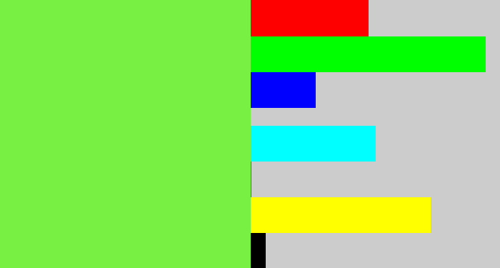 Hex color #77ef43 - kiwi green