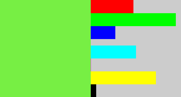 Hex color #77ef44 - kiwi green