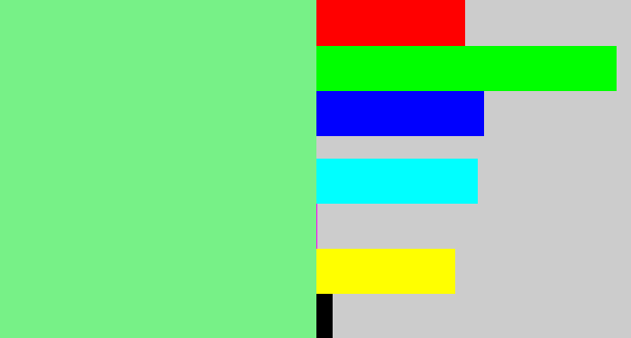 Hex color #77f187 - lightgreen