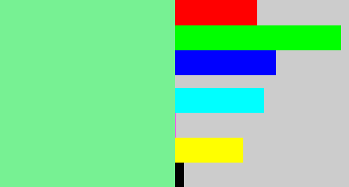 Hex color #77f193 - light bluish green