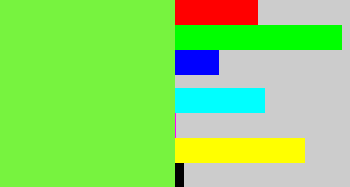 Hex color #77f33f - kiwi green
