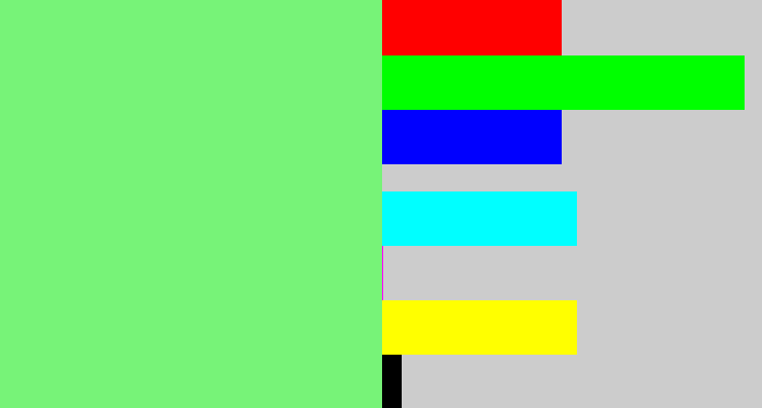 Hex color #77f378 - lightgreen