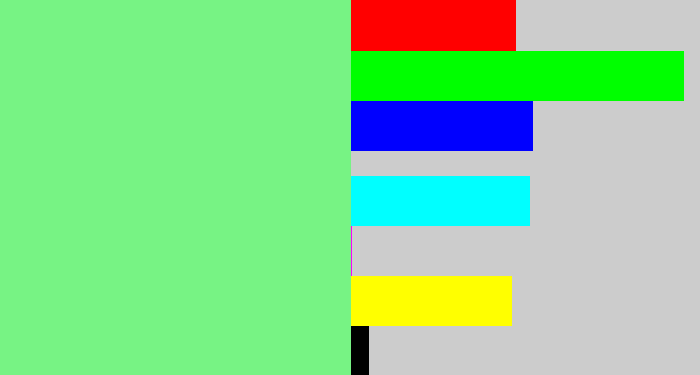 Hex color #77f384 - lightgreen