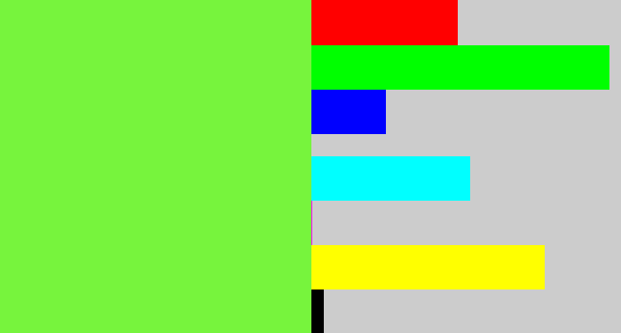 Hex color #77f43d - kiwi green