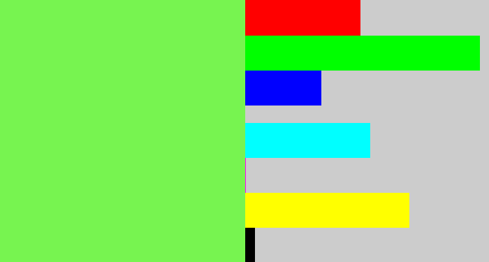 Hex color #77f450 - lighter green