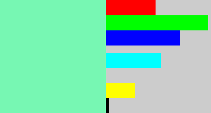 Hex color #77f7b3 - light blue green