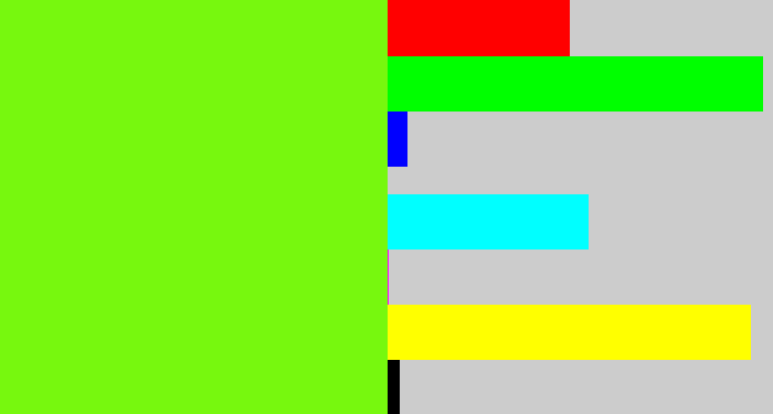 Hex color #77f80e - bright lime
