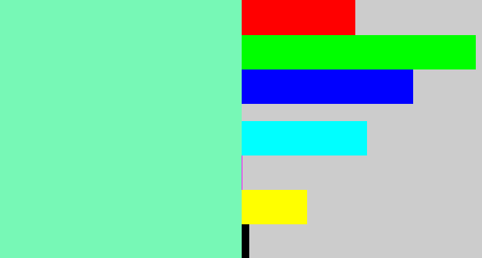 Hex color #77f8b6 - light blue green