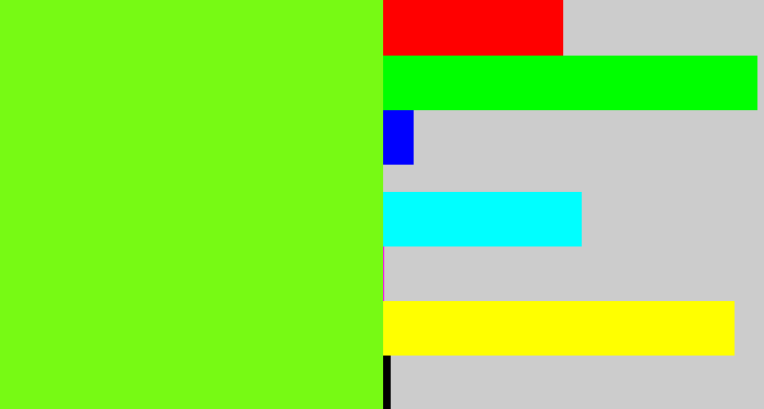 Hex color #77fa14 - bright lime green
