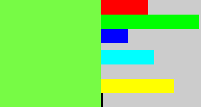 Hex color #77fb45 - lighter green