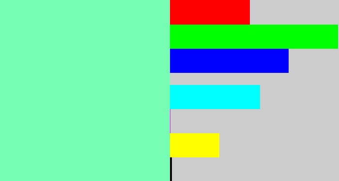 Hex color #77fcb3 - light blue green