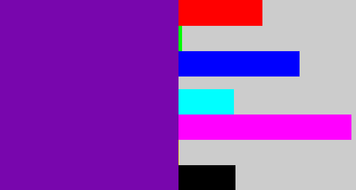 Hex color #7806ad - purple