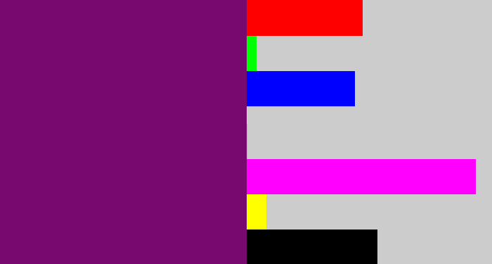 Hex color #78096f - darkish purple