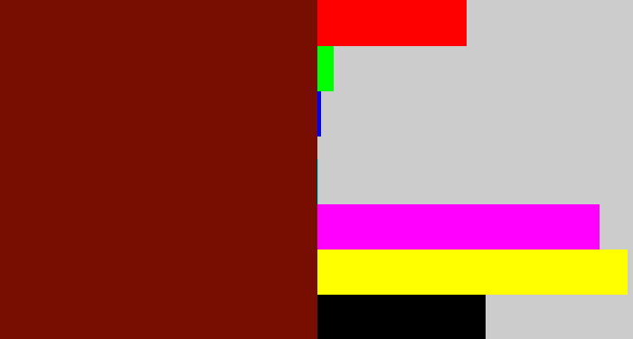 Hex color #780d02 - reddy brown