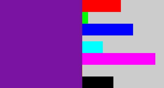Hex color #78129f - purple