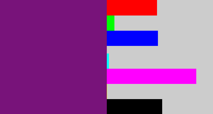 Hex color #78137a - darkish purple