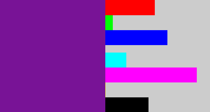 Hex color #781396 - purple
