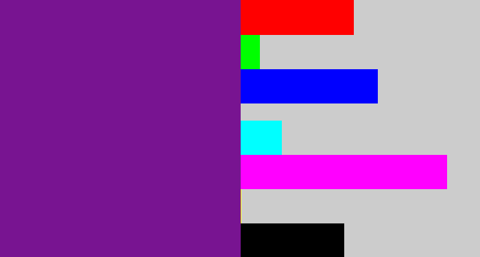 Hex color #781491 - purple