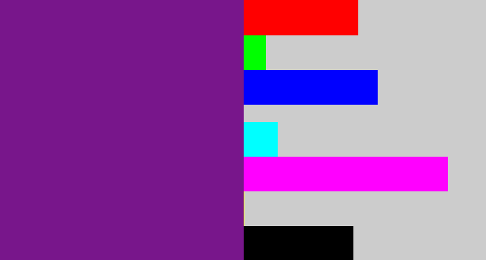 Hex color #78168b - purple