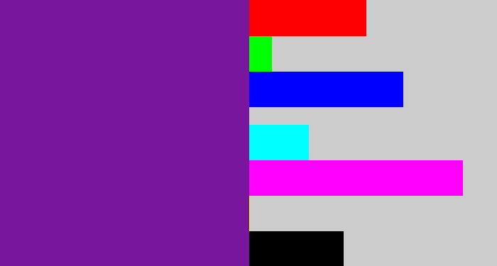 Hex color #78169d - purple