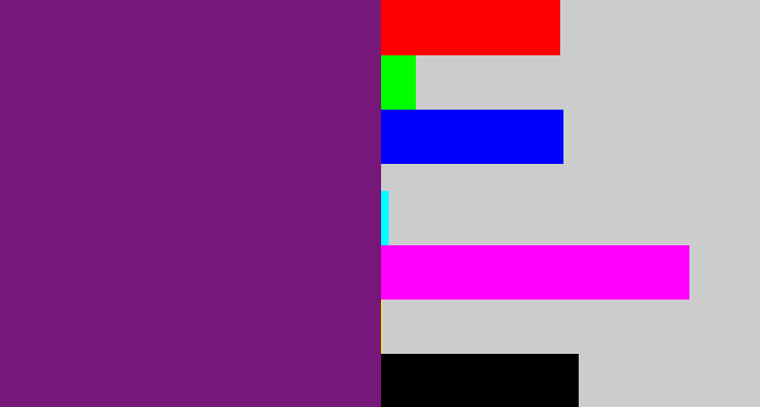 Hex color #78177a - darkish purple