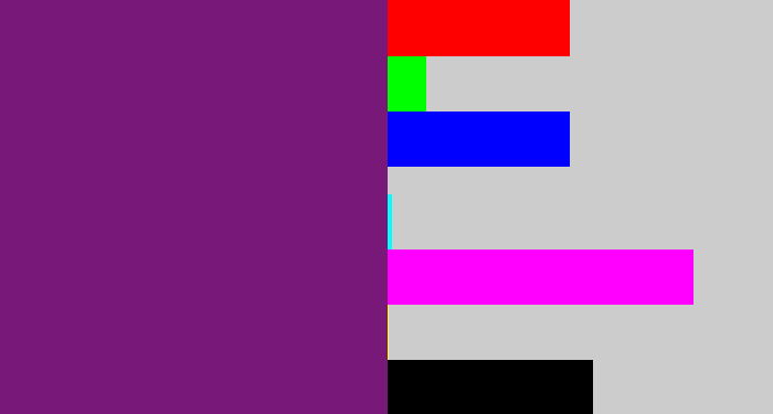 Hex color #781979 - darkish purple