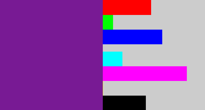 Hex color #781a94 - purple