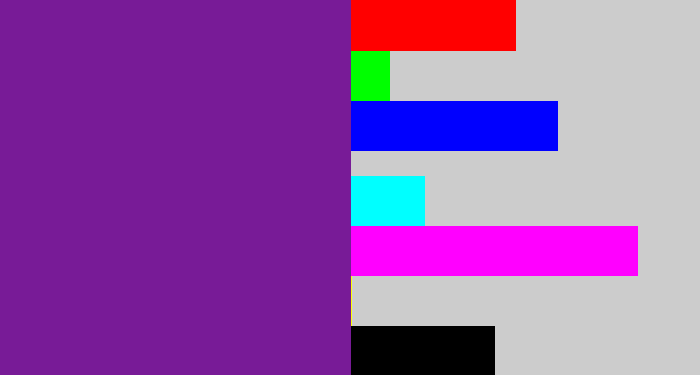 Hex color #781b97 - purple