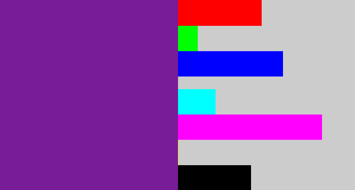Hex color #781c97 - purple