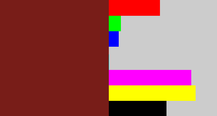 Hex color #781d18 - reddish brown
