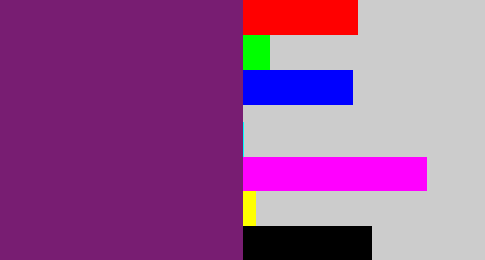 Hex color #781d72 - darkish purple