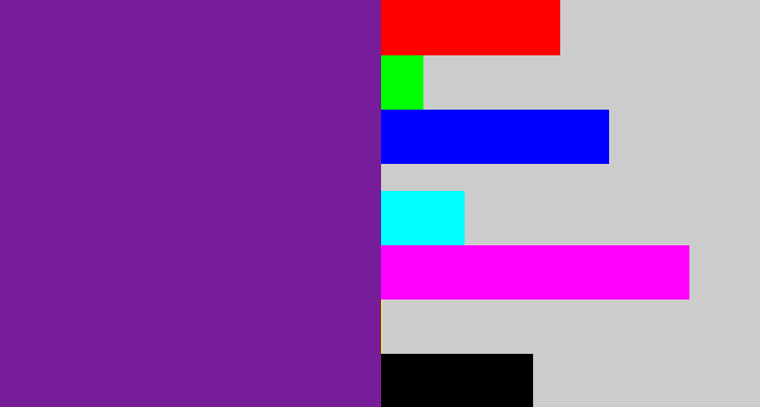 Hex color #781d99 - purple